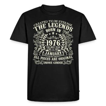 Janvier 1976 anniversaire 1976 Janvier année - T-shirt Premium bio Homme - noir - Devant - Nico (187cm)