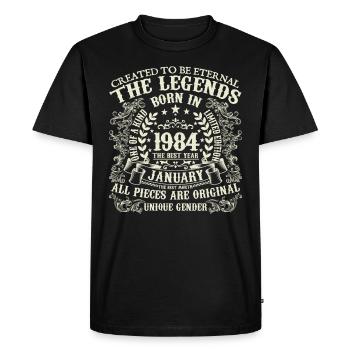 Janvier 1984 anniversaire 1984 Janvier année - T-shirt Premium bio Homme - noir - Devant - Nico (187cm)
