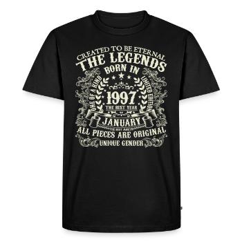 Janvier 1997 anniversaire 1997 Janvier année - T-shirt Premium bio Homme - noir - Devant - Nico (187cm)