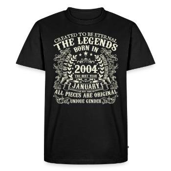 Janvier 2004 anniversaire 2004 Janvier année - T-shirt Premium bio Homme - noir - Devant - Nico (187cm)