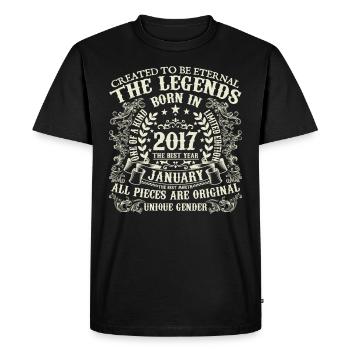 Janvier 2017 anniversaire 2017 Janvier année - T-shirt Premium bio Homme - noir - Devant - Nico (187cm)