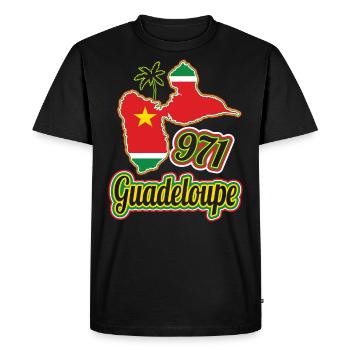 drapeau carte geographique de la guadeloupe - T-shirt Premium bio Homme - noir - Devant - Nico (187cm)