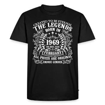 Février 1969 anniversaire 1969 Février année - T-shirt Premium bio Homme - noir - Devant - Nico (187cm)