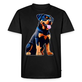 Rottweiler mignon dans un style comique - T-shirt Premium bio Homme - noir - Devant - Nico (187cm)