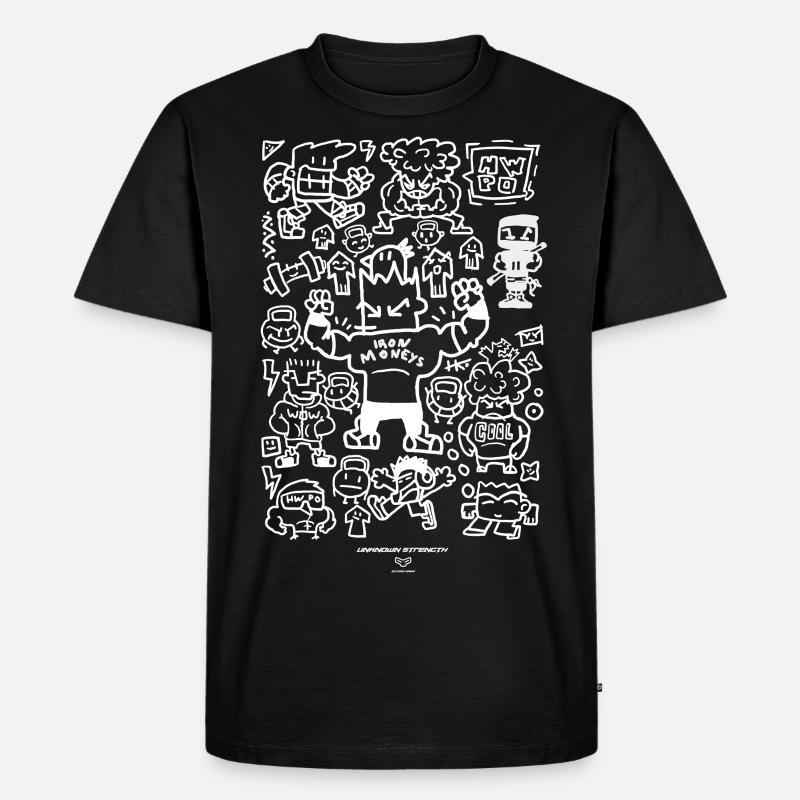 UNKNOWN STRENGTH DOODLES - Männer Premium Bio T-Shirt - Schwarz