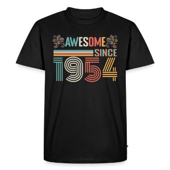Anniversaire 1954 depuis 1954 Millésime 1954 - T-shirt Premium bio Homme - noir - Devant - Nico (187cm)
