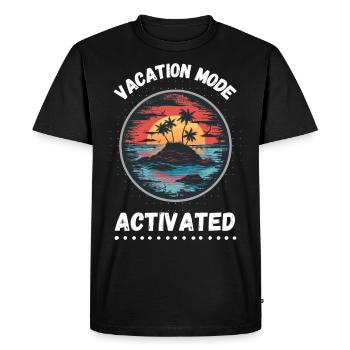 Summer motif Vacation Mode activated with palm trees - Men's Premium Organic T-Shirt - black - Front - Nico (187cm)