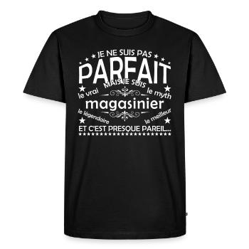 Magasinier le seul Magasinier le vrai Magasinier - T-shirt Premium bio Homme - noir - Devant - Nico (187cm)