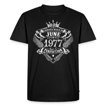 Juin 1977 anniversaire Juin 1977 Juin cadeau - T-shirt Premium bio Homme - noir - Devant - Nico (187cm)