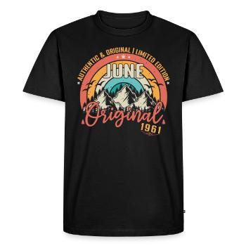 Juin 1961 Juin anniversaire 1961 Juin Originale - T-shirt Premium bio Homme - noir - Devant - Nico (187cm)