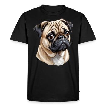 Tête de carlin - T-shirt Premium bio Homme - noir - Devant - Nico (187cm)