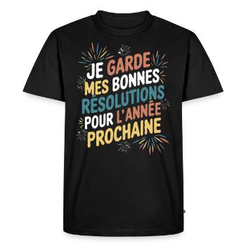 Idée cadeau humour drôle pour nouvel année - T-shirt Premium bio Homme - noir - Devant - Nico (187cm)