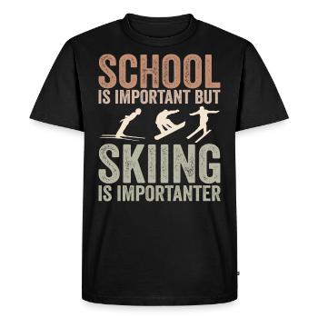 School is important but skiing is importanter - Men's Premium Organic T-Shirt - black - Front - Nico (187cm)