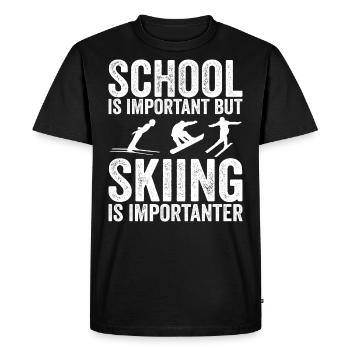 School is important but skiing is importanter - Men's Premium Organic T-Shirt - black - Front - Nico (187cm)