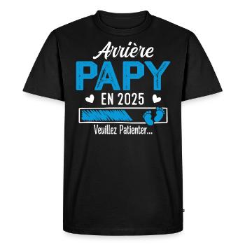Arrière Papy en 2025 cadeau futur Grand-père - T-shirt Premium bio Homme - noir - Devant - Nico (187cm)