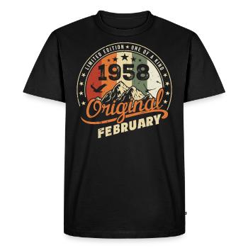 Né en Février 1958 Rétro Février 1958 Anniversaire - T-shirt Premium bio Homme - noir - Devant - Nico (187cm)