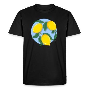 Motif Botanique Citron Éco Citron - T-shirt Premium bio Homme - noir - Devant - Nico (187cm)