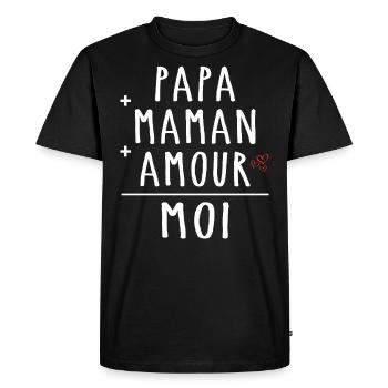 PAPA + MAMAN + AMOUR = MOI - Cadeau Mignon Enfants - T-shirt Premium bio Homme - noir - Devant - Nico (187cm)