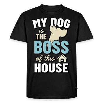 Mon chien règne dans ma maison - T-shirt Premium bio Homme - noir - Devant - Nico (187cm)
