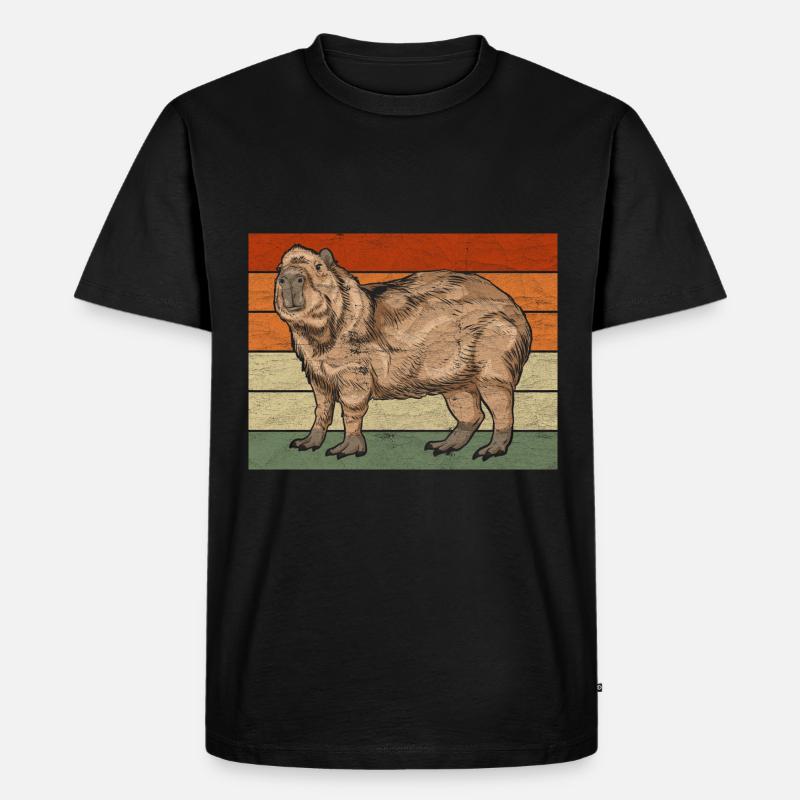 Retro Capybara - Männer Premium Bio T-Shirt - Schwarz