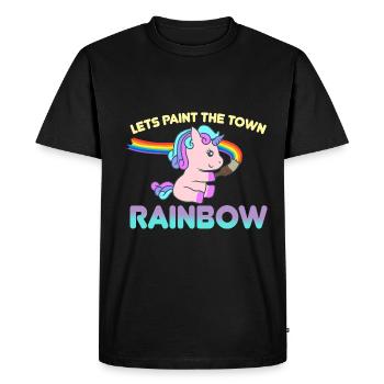 Licorne arc-en-ciel Lgbt - T-shirt Premium bio Homme - noir - Devant - Nico (187cm)
