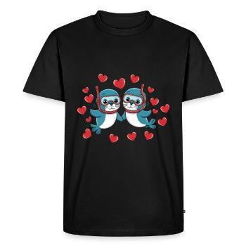 Deux phoques drôles sceaux amis pour toujours - T-shirt Premium bio Homme - noir - Devant - Nico (187cm)