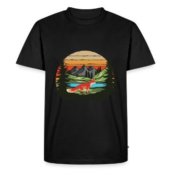 Créatures de la forêt forêt Animal montagnes cadeau renard rétro - T-shirt Premium bio Homme - noir - Devant - Nico (187cm)