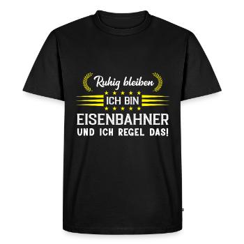Eisenbahner Eisenbahn Geschenk - Männer Premium Bio T-Shirt - Schwarz - Vorne - Nico (187cm)