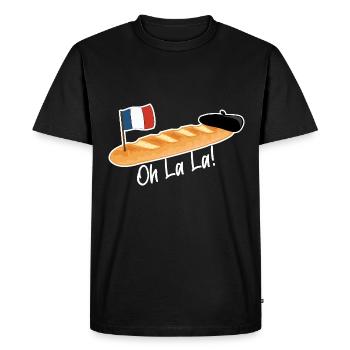 Baguette - Oh La La French - T-shirt Premium bio Homme - noir - Devant - Nico (187cm)