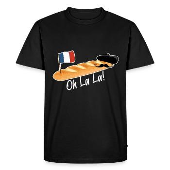 Oh La La - Baguette française - T-shirt Premium bio Homme - noir - Devant - Nico (187cm)