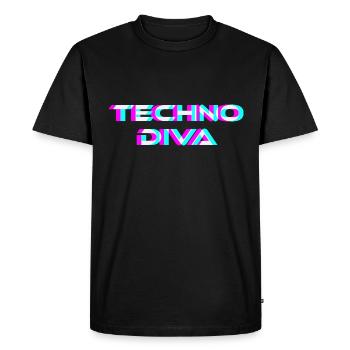 Techno Diva Rave Festival Electro Music Raver - T-shirt Premium bio Homme - noir - Devant - Nico (187cm)