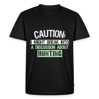 Caution - Men's Premium Organic T-Shirt - black - Front - Nico (187cm)