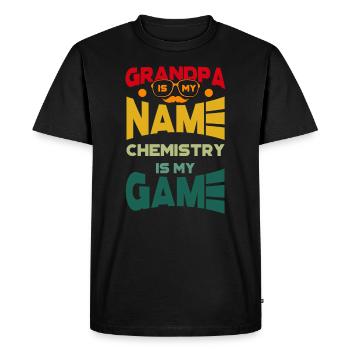 Grandpa Is My Name Chemistry Is My Game - Men's Premium Organic T-Shirt - black - Front - Nico (187cm)