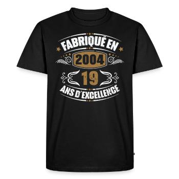 Cadeau d'anniversaire 19 ans, Fabriqué en 2004 - T-shirt Premium bio Homme - noir - Devant - Nico (187cm)