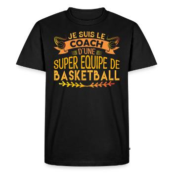 Basketball coach | Cadeau coach Basketball !! - T-shirt Premium bio Homme - noir - Devant - Nico (187cm)