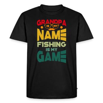 Grand-père est mon nom La pêche est mon jeu - Angeln - T-shirt Premium bio Homme - noir - Devant - Nico (187cm)