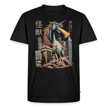 Kaiju Licorne Monstre Japonais Anime Manga - T-shirt Premium bio Homme - noir - Devant - Nico (187cm)