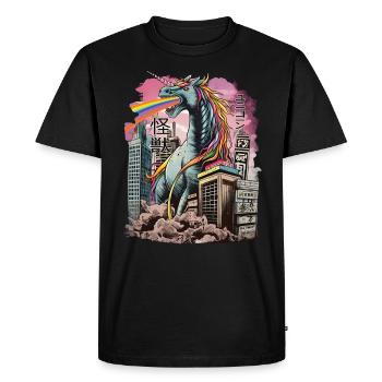Kaiju Licorne Monstre Japonais Anime Manga - T-shirt Premium bio Homme - noir - Devant - Nico (187cm)