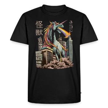 Kaiju Licorne Monstre Japonais Anime Manga - T-shirt Premium bio Homme - noir - Devant - Nico (187cm)