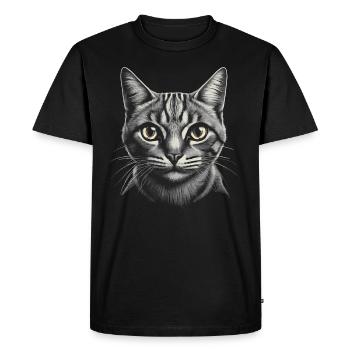Cat Portrait Artwork | Animal motif cat - Men's Premium Organic T-Shirt - black - Front - Nico (187cm)