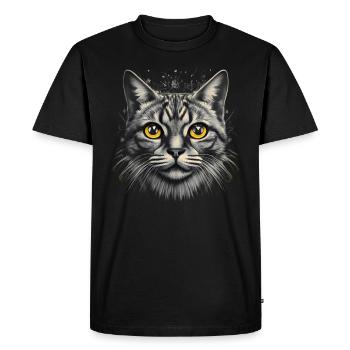 Cat Portrait Artwork | Animal motif cat - Men's Premium Organic T-Shirt - black - Front - Nico (187cm)