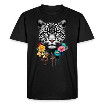 Illustration de portrait coloré de tigre | Tigre à motif animal - T-shirt Premium bio Homme - noir - Devant - Nico (187cm)
