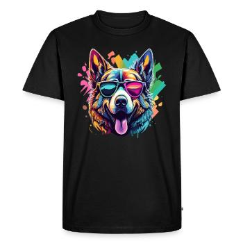 Berger Allemand Lunettes de soleil colorées Artwork Animal Motif - T-shirt Premium bio Homme - noir - Devant - Nico (187cm)