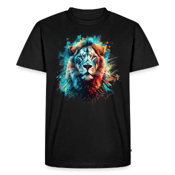 Lion Animal Print Art Animal Lover Lion coloré - T-shirt Premium bio Homme - noir - Devant - Nico (187cm)