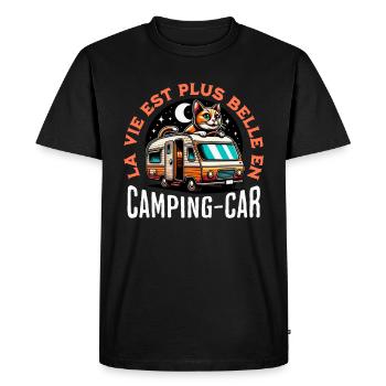 La Vie Est Plus Belle En Camping Car - T-shirt Premium bio Homme - noir - Devant - Nico (187cm)