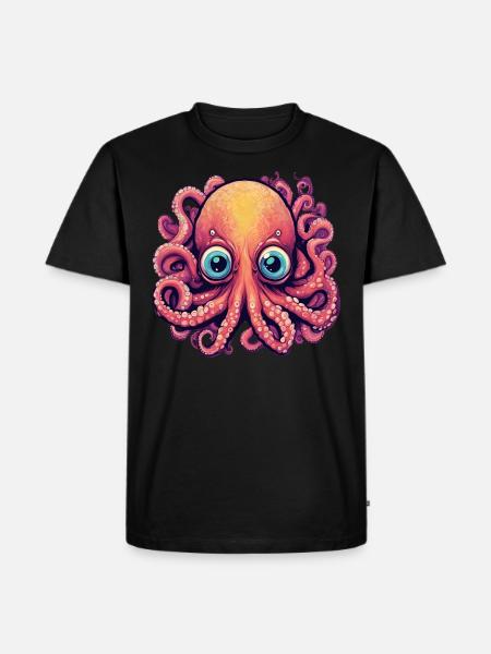 Süsser Tintenfisch Oktopus Geschenkidee - Männer Premium Bio T-Shirt - Schwarz
