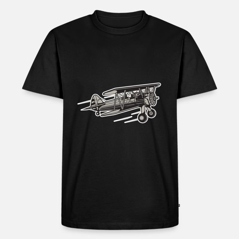 Flugzeug Airplane - Männer Premium Bio T-Shirt - Schwarz