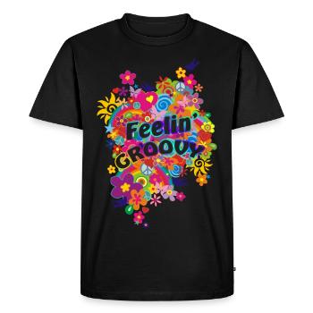 NEW FLOWER POWER RAINBOW - feelin 'groovy - Men's Premium Organic T-Shirt - black - Front - Nico (187cm)