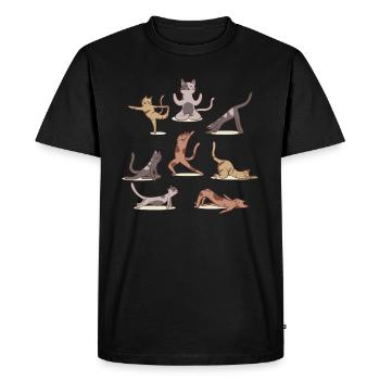 Cat yoga, relaxation and meditation with cat - Men's Premium Organic T-Shirt - black - Front - Nico (187cm)