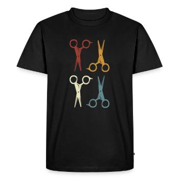 Coiffeur & coiffeuse, crésons de ciseaux - T-shirt Premium bio Homme - noir - Devant - Nico (187cm)